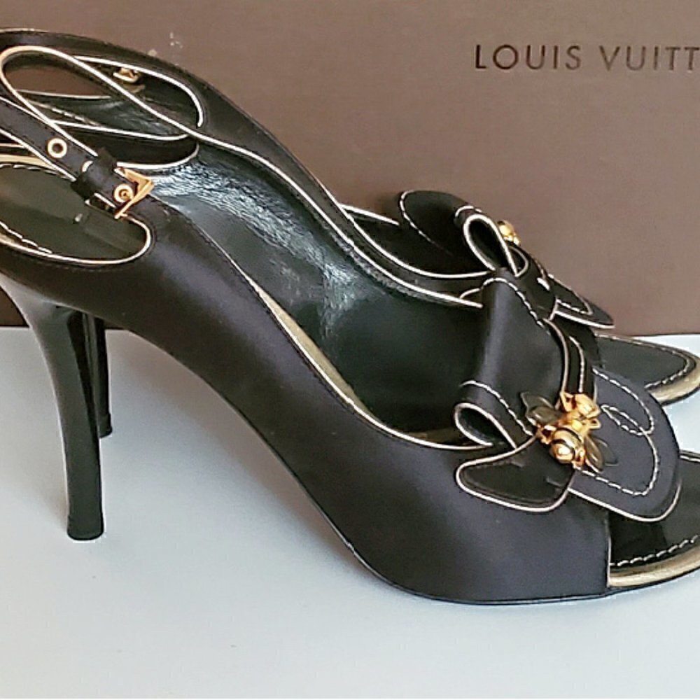 Louis Vuitton Bumblebee Slingback Open-Toe Heels - Picture 2 of 7